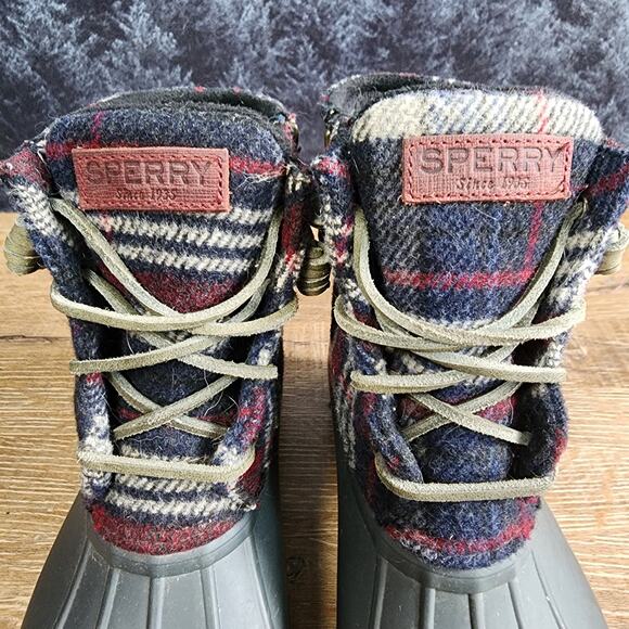 Sperry Plaid Fleece Ducks Rain Boots | Women's 7M - Picture 4 of 12